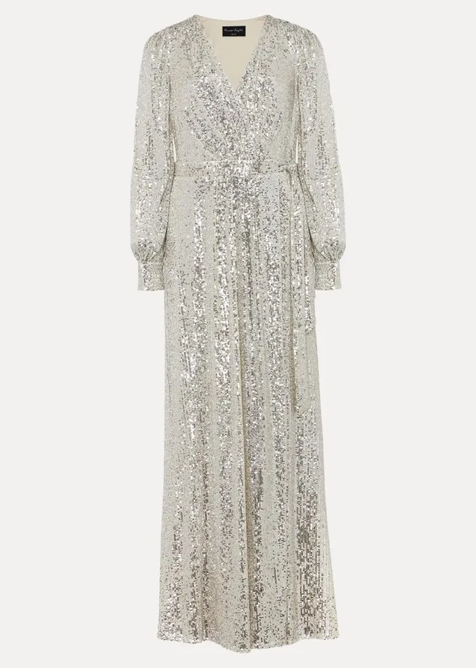 Petite Amily Sequin Maxi Dress Silver Women Phase Eight Dresses