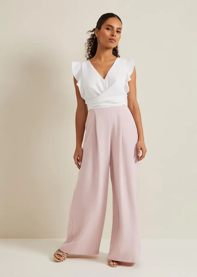 Petite Ayla Ruffle Jumpsuit Pink Women Phase Eight Dresses