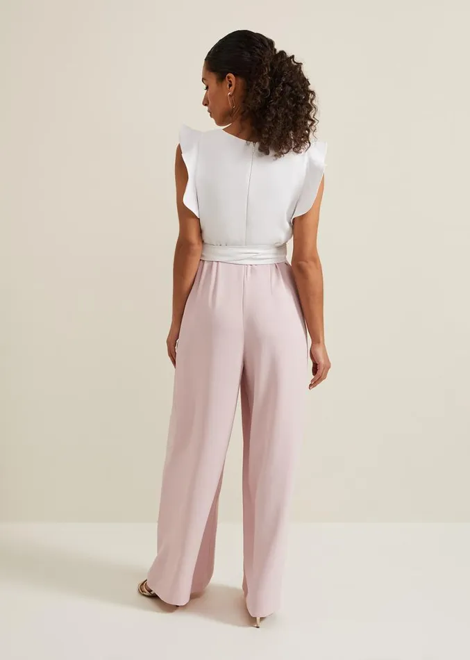 Petite Ayla Ruffle Jumpsuit Pink Women Phase Eight Dresses