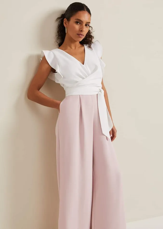 Petite Ayla Ruffle Jumpsuit Pink Women Phase Eight Dresses