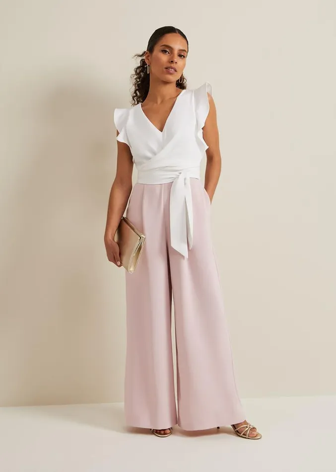 Petite Ayla Ruffle Jumpsuit Pink Women Phase Eight Dresses