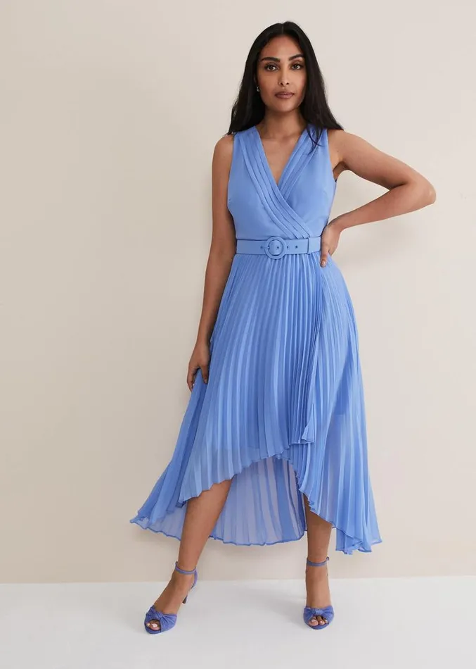 Petite Brianna Pleated Midaxi Dress Cornflower Women Phase Eight Dresses
