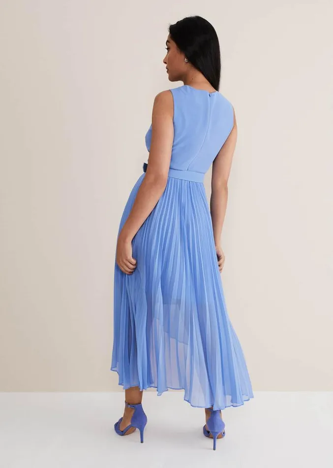 Petite Brianna Pleated Midaxi Dress Cornflower Women Phase Eight Dresses
