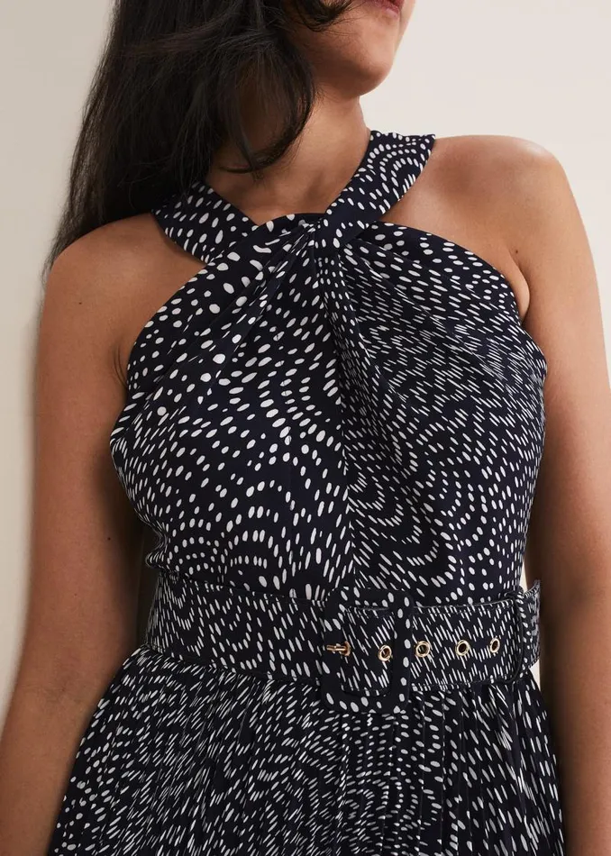 Petite Elsie Spot Dress Navyivory Women Phase Eight Dresses