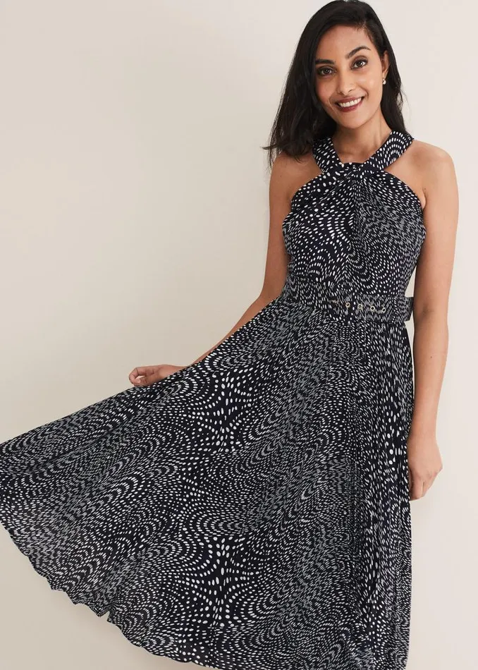 Petite Elsie Spot Dress Navyivory Women Phase Eight Dresses