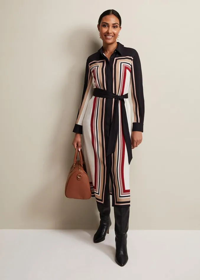 Petite Geri Striped Shirt Dress Blackmulti Women Phase Eight Dresses