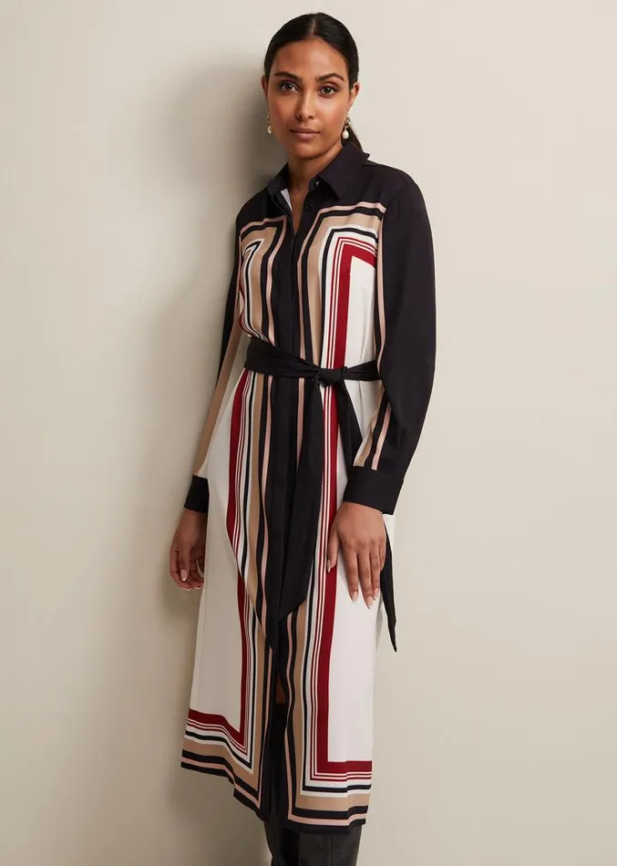 Petite Geri Striped Shirt Dress Blackmulti Women Phase Eight Dresses