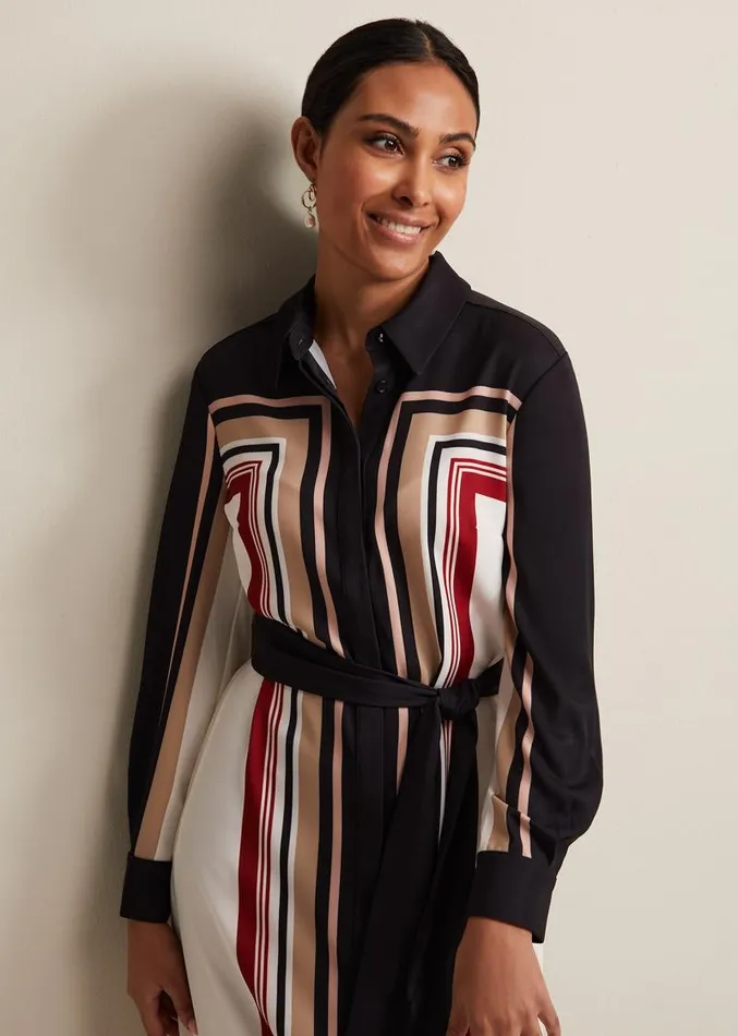 Petite Geri Striped Shirt Dress Blackmulti Women Phase Eight Dresses