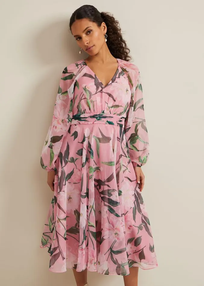 Petite Lina Printed Midi Dress Multicoloured Women Phase Eight Dresses
