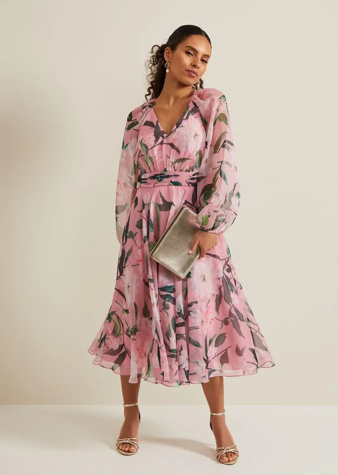 Petite Lina Printed Midi Dress Multicoloured Women Phase Eight Dresses