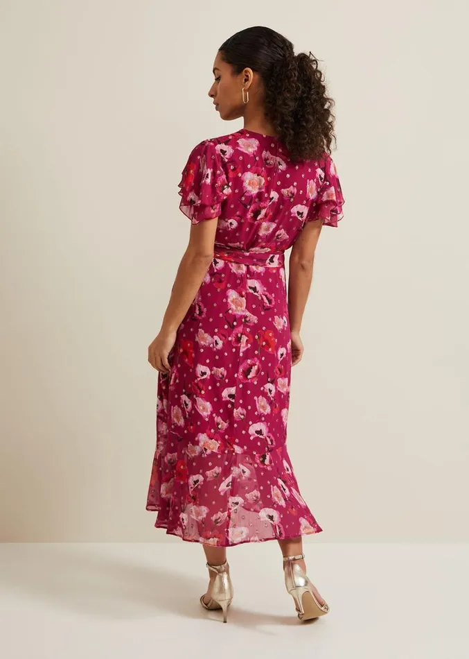 Petite Nadine Ruffle Print Dress Multicoloured Women Phase Eight Dresses