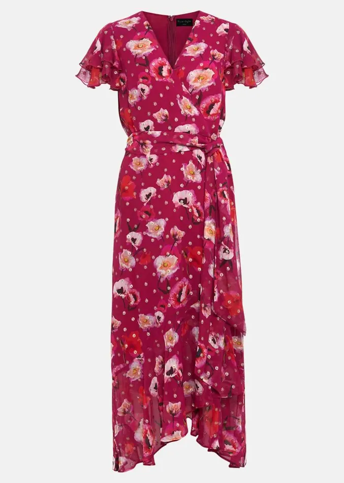 Petite Nadine Ruffle Print Dress Multicoloured Women Phase Eight Dresses