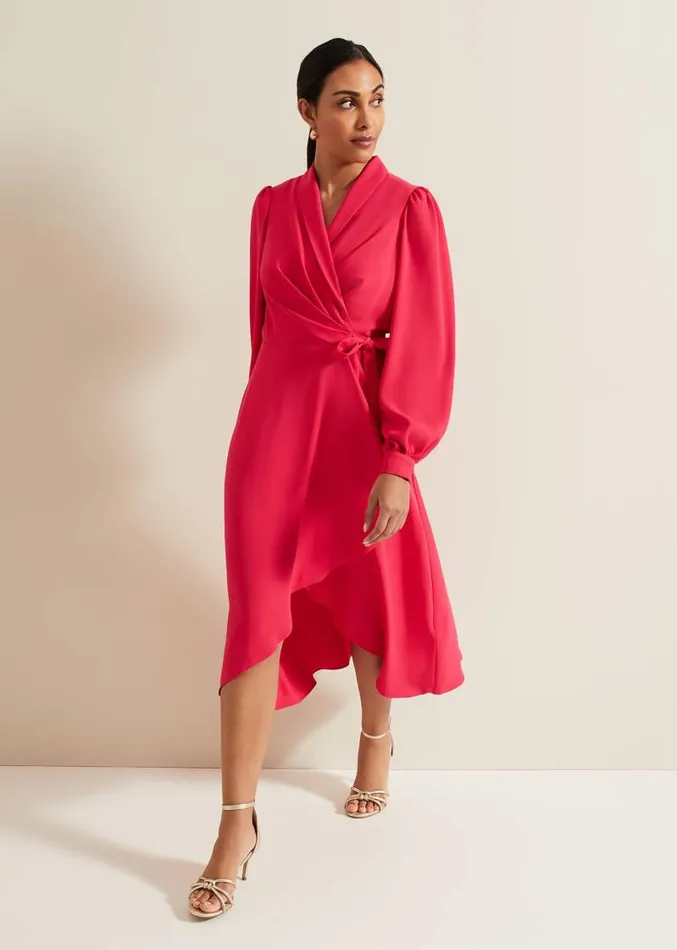 Petite Philippa Wrap Dress Pink Women Phase Eight Dresses