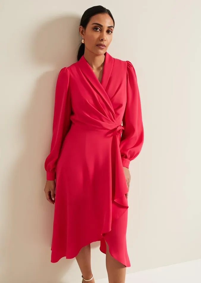 Petite Philippa Wrap Dress Pink Women Phase Eight Dresses