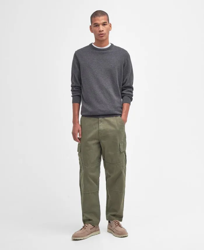 Pima Cotton Crew Neck Navy Men Barbour Jumpers