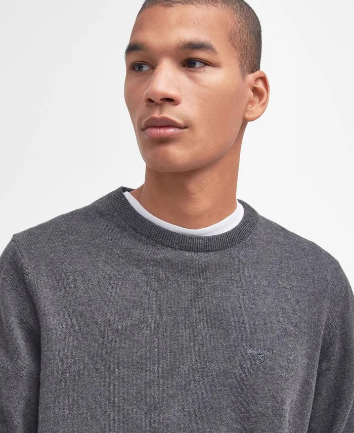 Pima Cotton Crew Neck Navy Men Barbour Jumpers