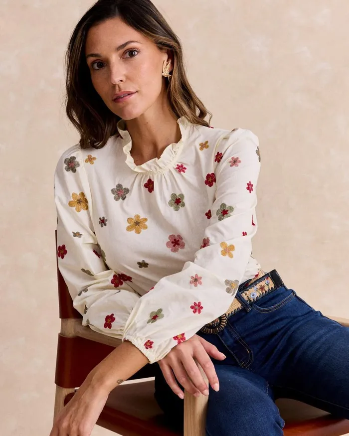 Polin Et Moi Auri Flowers Shirt Raw Women Blouses And Shirts