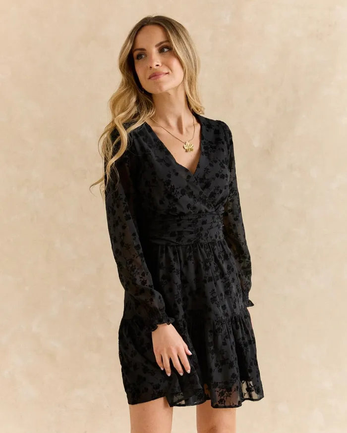 Polin Et Moi Belinda Flocked Dress Black Women Dresses And Jumpsuits