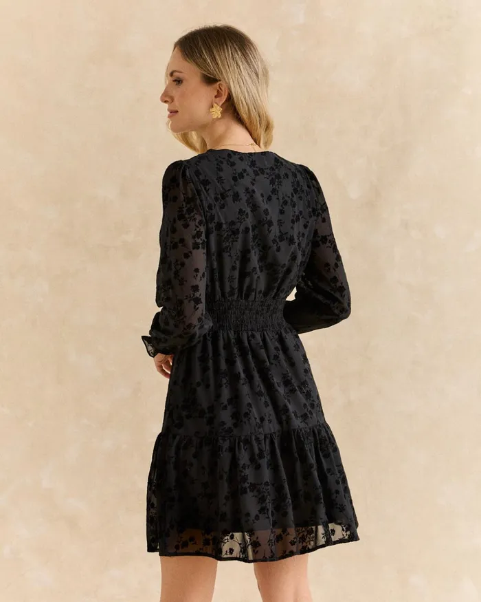 Polin Et Moi Belinda Flocked Dress Black Women Dresses And Jumpsuits Polin Et Moi Belinda Flocked Dress Black Women Dresses And Jumpsuits
