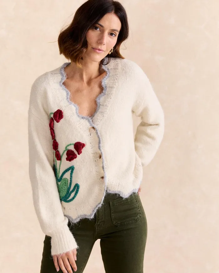 Polin Et Moi Cardiga Flor Agata Raw Women Cardigans And Sweaters