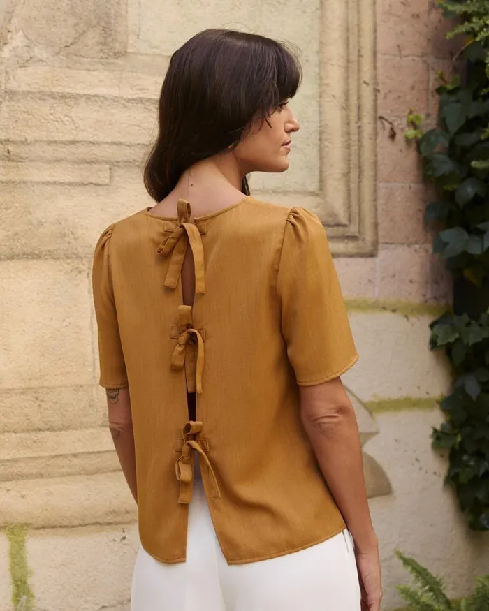 Polin Et Moi Cinela Bow Blouse Camel Women Blouses And Shirts Polin Et Moi Cinela Bow Blouse Camel Women Blouses And Shirts