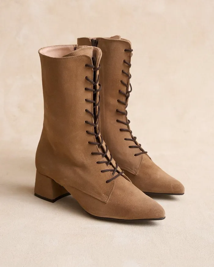 Polin Et Moi Cornelia Laces Ankle Boots Camel Women Ankle Boots