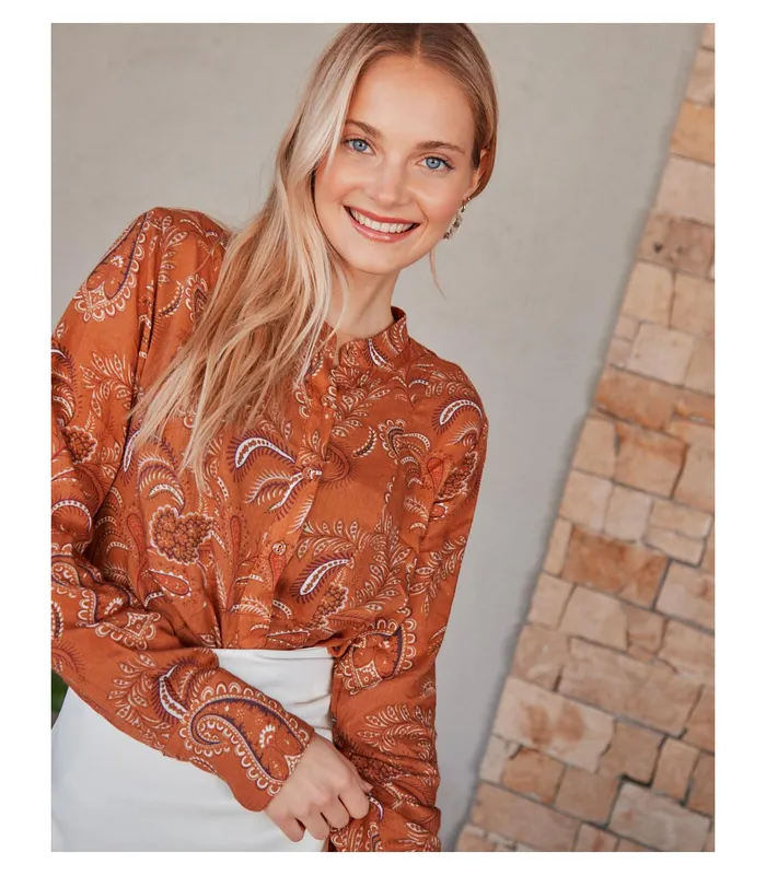 Polin Et Moi Printed Blouse Manuella Tile Women Blouses And Shirts