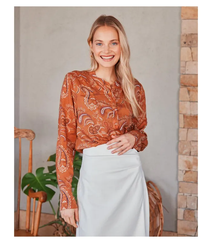Polin Et Moi Printed Blouse Manuella Tile Women Blouses And Shirts Polin Et Moi Printed Blouse Manuella Tile Women Blouses And Shirts
