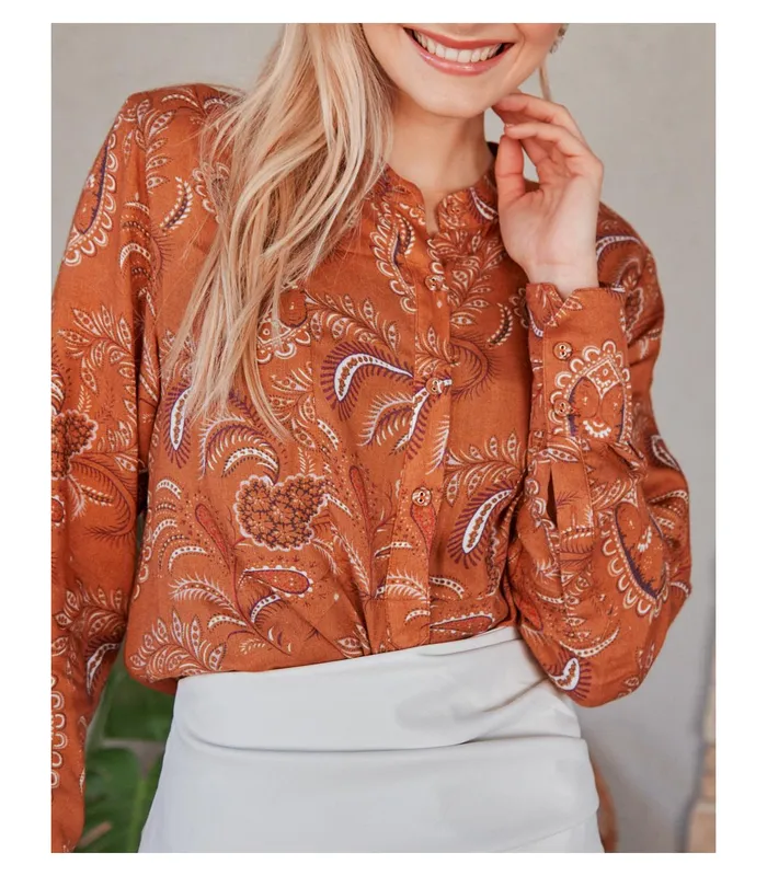 Polin Et Moi Printed Blouse Manuella Tile Women Blouses And Shirts Polin Et Moi Printed Blouse Manuella Tile Women Blouses And Shirts