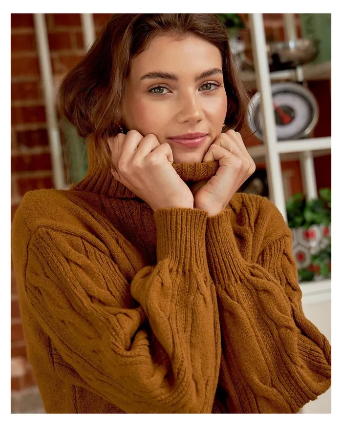 Polin Et Moi Sweater Anum Braiding Ochre Women Cardigans And Sweaters