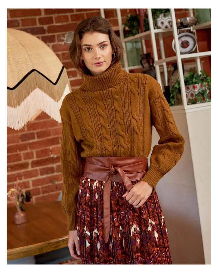 Polin Et Moi Sweater Anum Braiding Ochre Women Cardigans And Sweaters Polin Et Moi Sweater Anum Braiding Ochre Women Cardigans And Sweaters