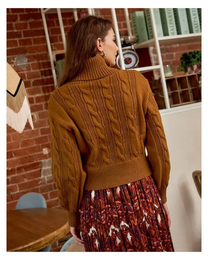 Polin Et Moi Sweater Anum Braiding Ochre Women Cardigans And Sweaters Polin Et Moi Sweater Anum Braiding Ochre Women Cardigans And Sweaters