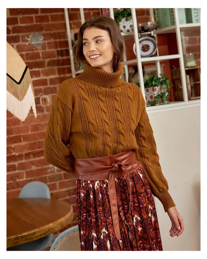 Polin Et Moi Sweater Anum Braiding Ochre Women Cardigans And Sweaters Polin Et Moi Sweater Anum Braiding Ochre Women Cardigans And Sweaters