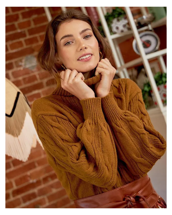 Polin Et Moi Sweater Anum Braiding Ochre Women Cardigans And Sweaters Polin Et Moi Sweater Anum Braiding Ochre Women Cardigans And Sweaters
