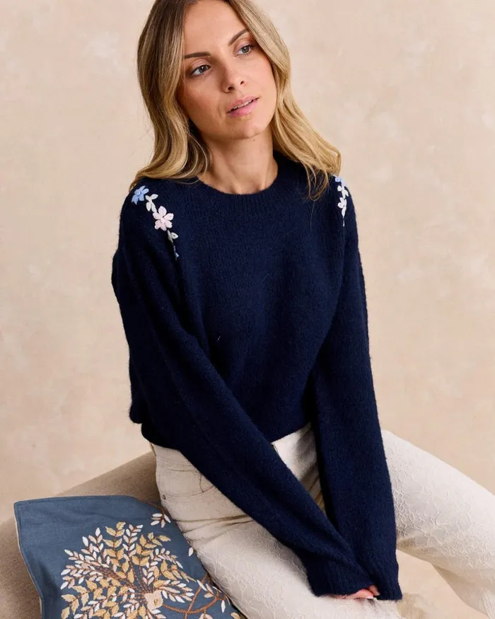 Polin Et Moi Sweater Knitted Cinchona Marine Women Cardigans And Sweaters Polin Et Moi Sweater Knitted Cinchona Marine Women Cardigans And Sweaters