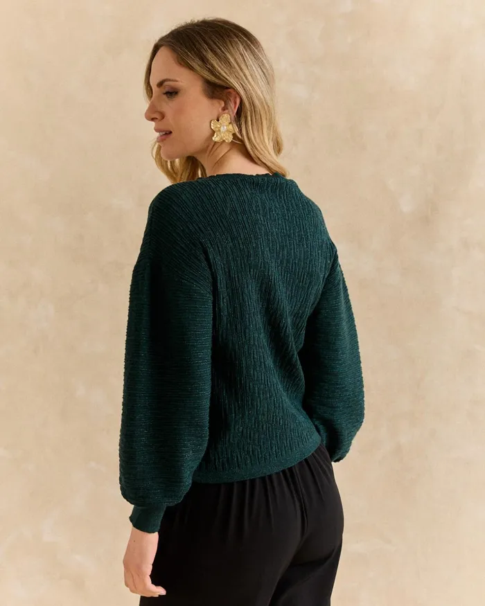 Polin Et Moi Sweater Lurex Carmina Green Forest Women Cardigans And Sweaters Polin Et Moi Sweater Lurex Carmina Green Forest Women Cardigans And Sweaters