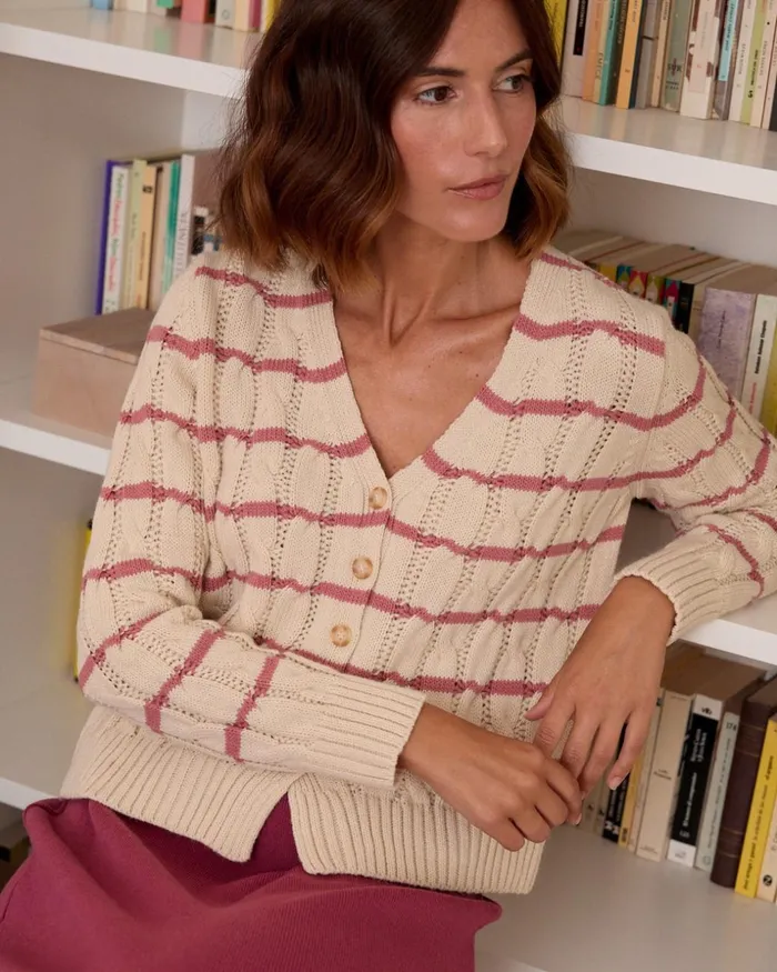 Polin Et Moi Sweater Manga Edanae Whitepink Women Cardigans And Sweaters