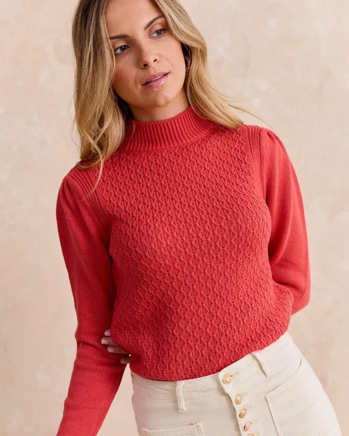 Polin Et Moi Sweater Minerta Neck Coral Women Cardigans And Sweaters Polin Et Moi Sweater Minerta Neck Coral Women Cardigans And Sweaters