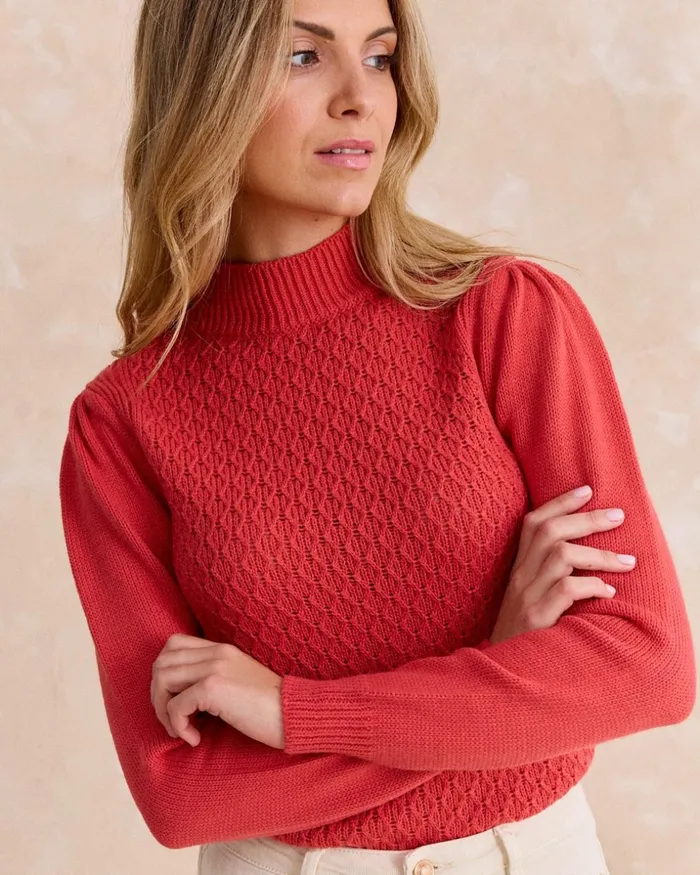 Polin Et Moi Sweater Minerta Neck Coral Women Cardigans And Sweaters Polin Et Moi Sweater Minerta Neck Coral Women Cardigans And Sweaters