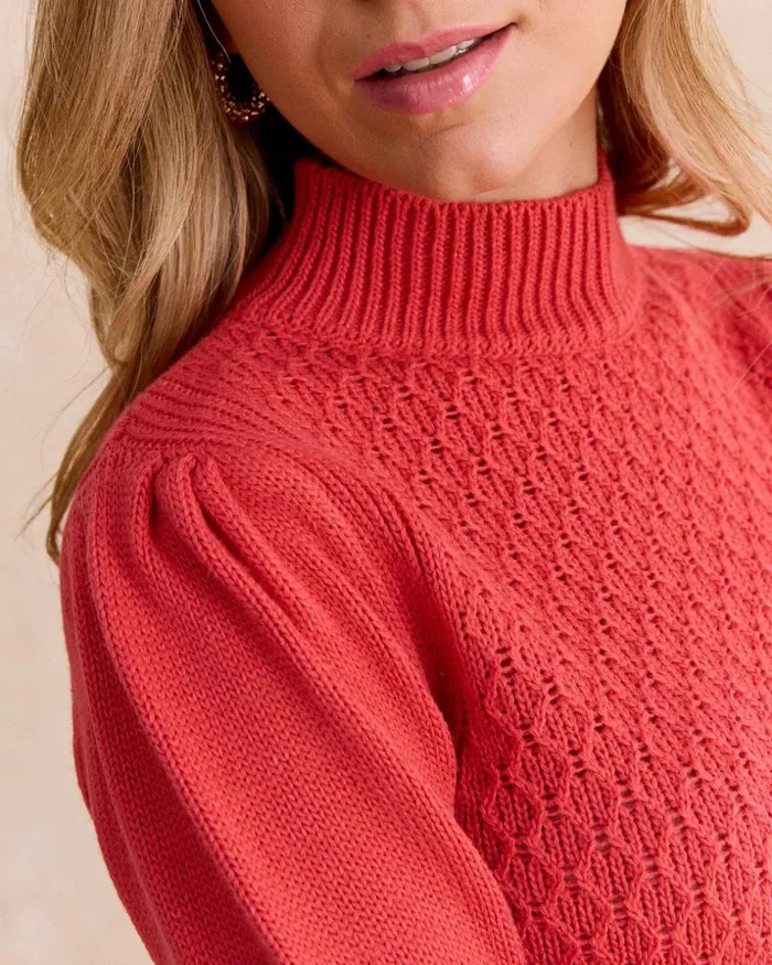 Polin Et Moi Sweater Minerta Neck Coral Women Cardigans And Sweaters Polin Et Moi Sweater Minerta Neck Coral Women Cardigans And Sweaters