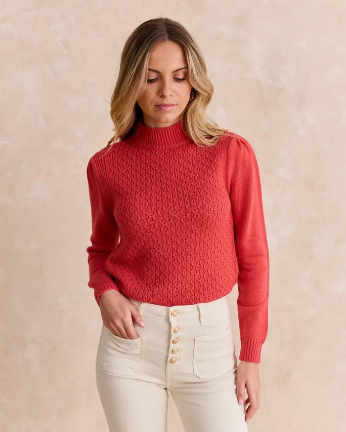 Polin Et Moi Sweater Minerta Neck Coral Women Cardigans And Sweaters Polin Et Moi Sweater Minerta Neck Coral Women Cardigans And Sweaters