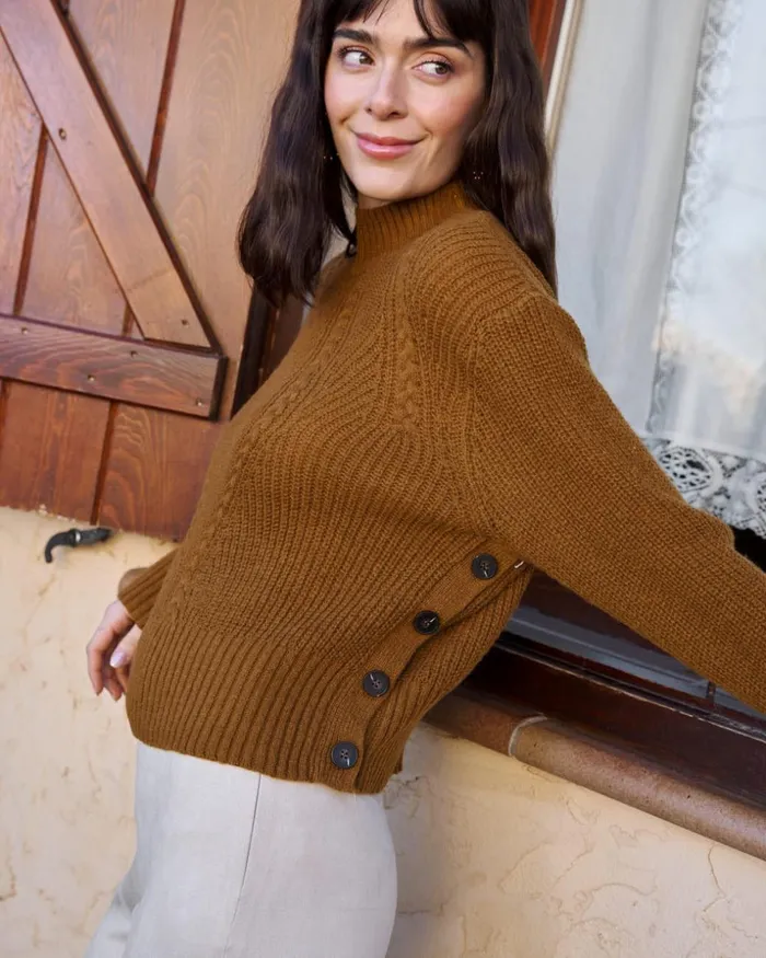 Polin Et Moi Sweater Mireya Neck Leather Women Cardigans And Sweaters