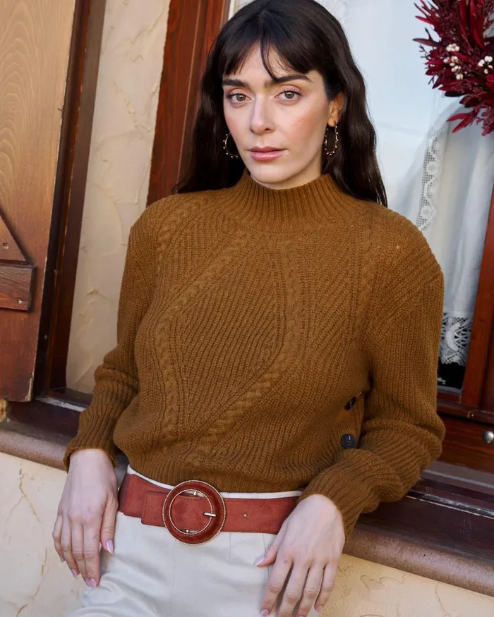 Polin Et Moi Sweater Mireya Neck Leather Women Cardigans And Sweaters Polin Et Moi Sweater Mireya Neck Leather Women Cardigans And Sweaters
