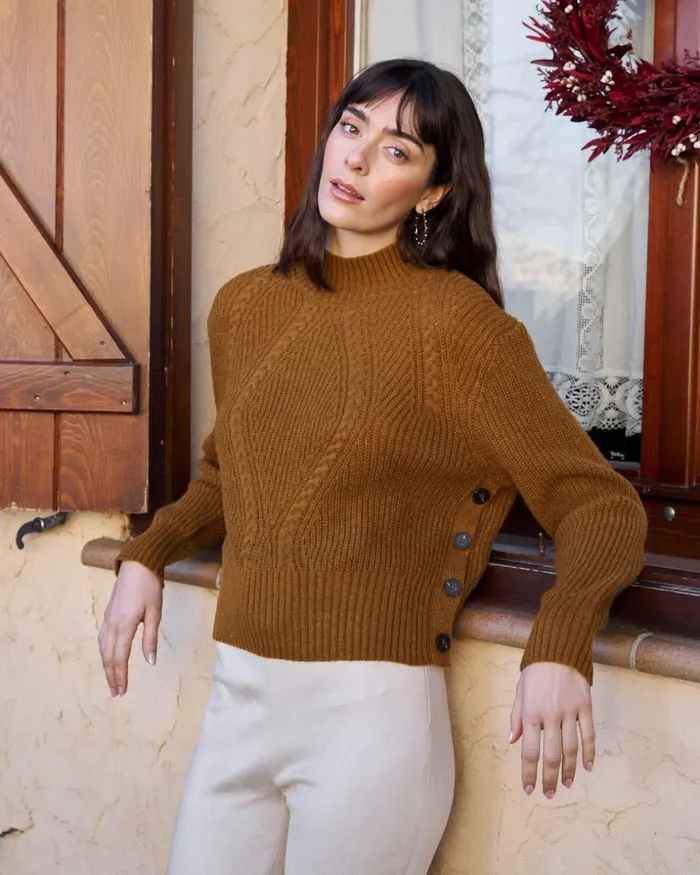Polin Et Moi Sweater Mireya Neck Leather Women Cardigans And Sweaters Polin Et Moi Sweater Mireya Neck Leather Women Cardigans And Sweaters