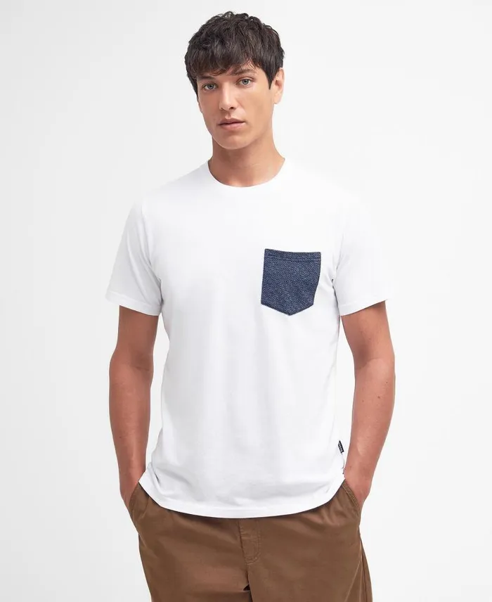 Powburn Pocket TShirt Classic White Men Barbour TShirts