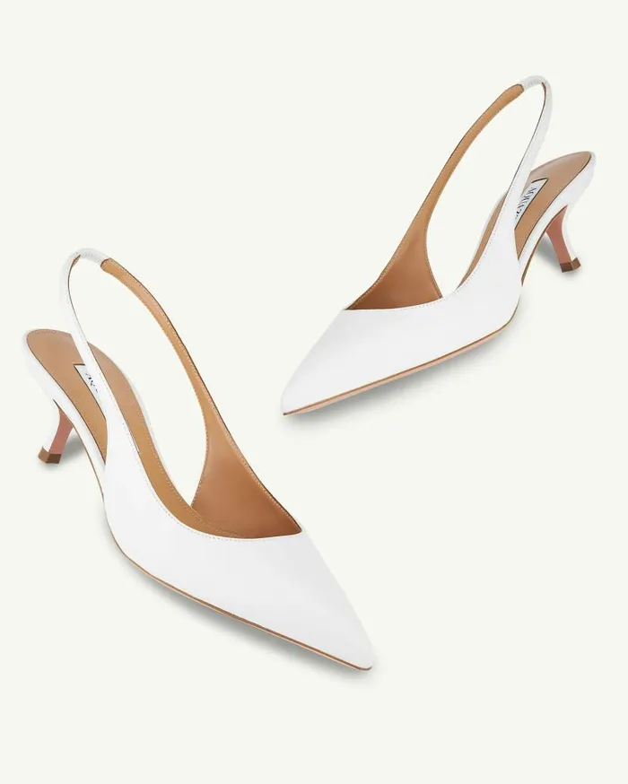 Purist Sling 50 White Women Aquazzura Pumps Purist Sling 50 White Women Aquazzura Pumps