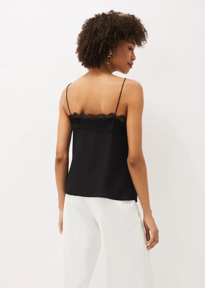 Rachael Lace Trim Silk Camisole Black Women Phase Eight Shirts and Blouses