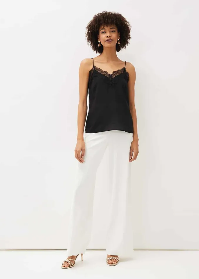 Rachael Lace Trim Silk Camisole Black Women Phase Eight Shirts and Blouses