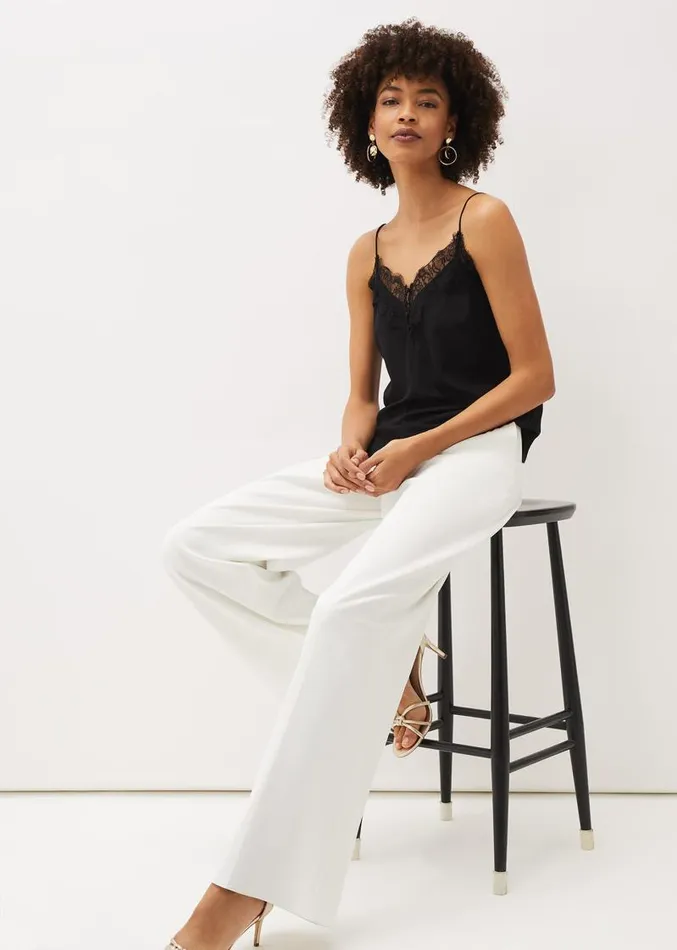 Rachael Lace Trim Silk Camisole Black Women Phase Eight Shirts and Blouses
