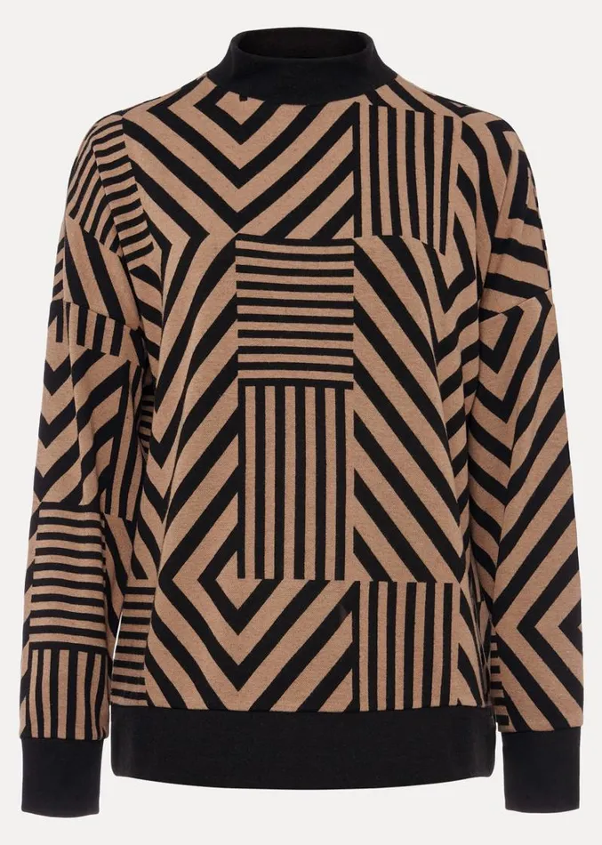 Renatta Patched Geo Jacquard Top Camelblack Women Phase Eight Tops and TShirts Renatta Patched Geo Jacquard Top Camelblack Women Phase Eight Tops and TShirts